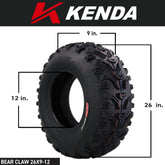 Kenda Bear Claw Front 26x9-12 & Rear 26x11-12 ATV, UTV or SXS Tires w/ Keychain